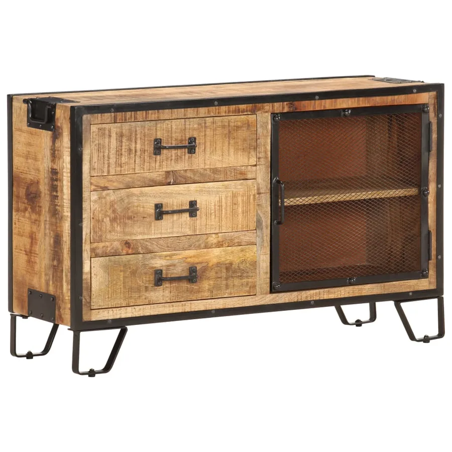 Buffet 100x31x60 cm Bois de manguier massif brut - 13