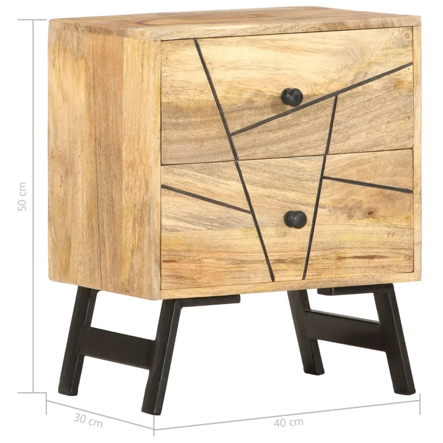 Table de chevet 40x30x50 cm Bois de manguier massif - 6
