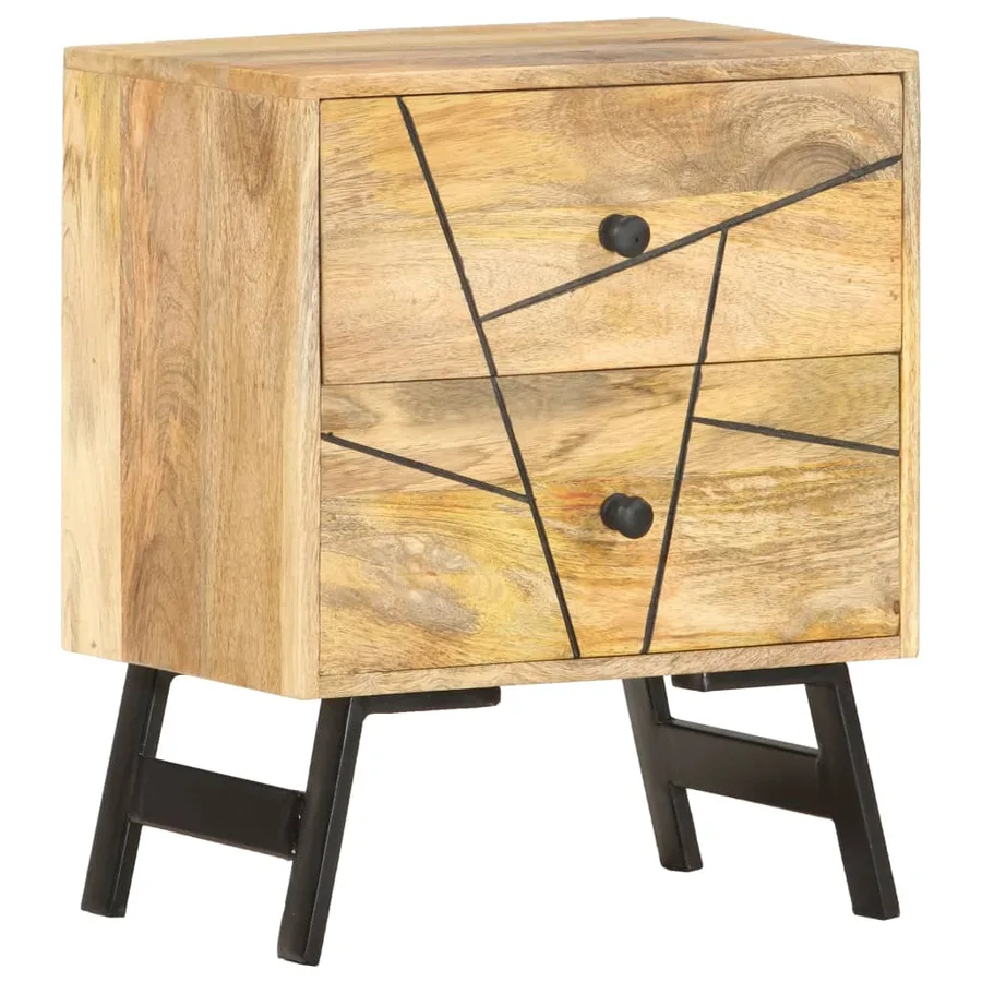 Table de chevet 40x30x50 cm Bois de manguier massif - 9