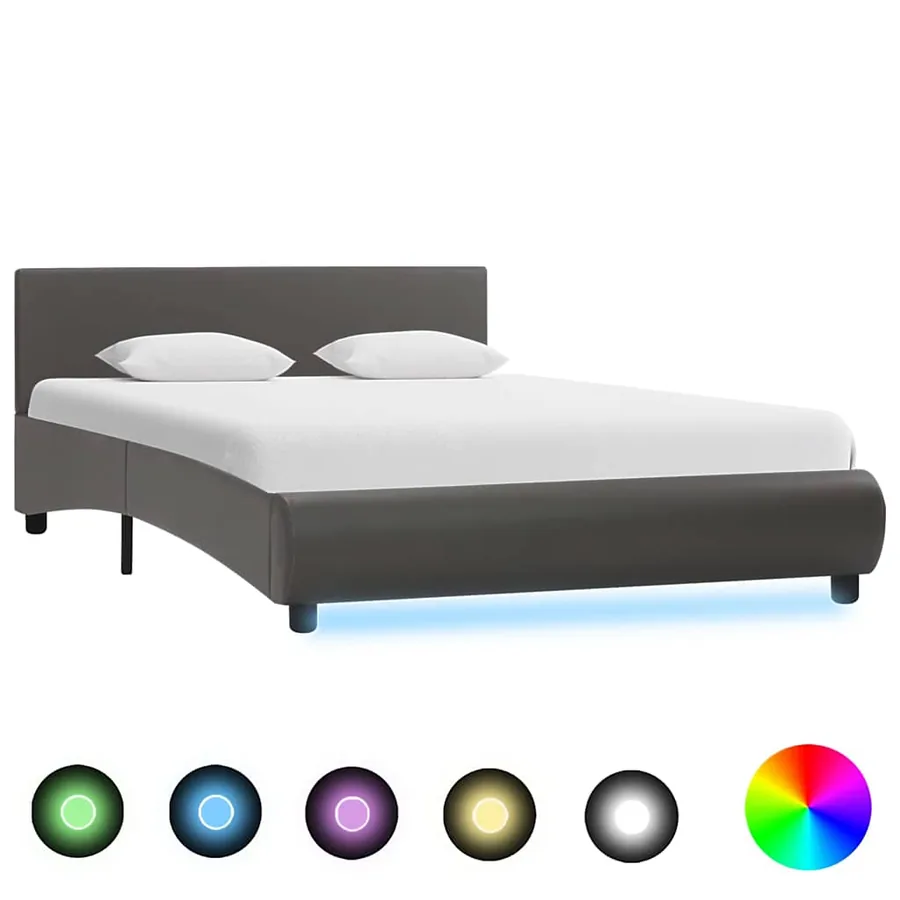 Cadre de lit avec LED Gris Similicuir 120 x 200 cm