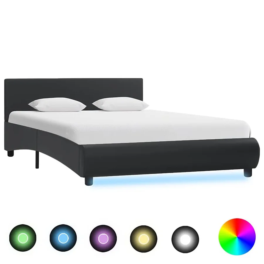 Cadre de lit avec LED sans matelas noir 120x200 cm - 2