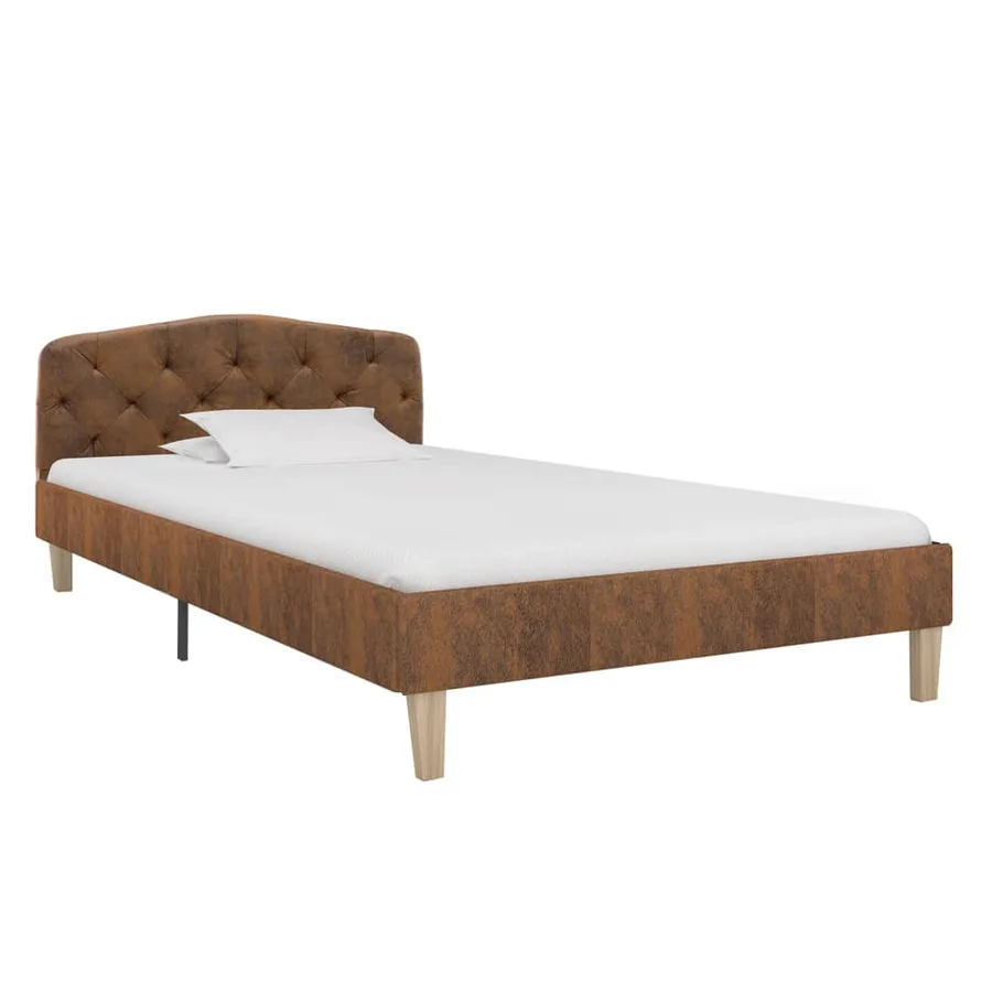 Cadre de lit sans matelas marron similicuir daim 90x200 cm - 2