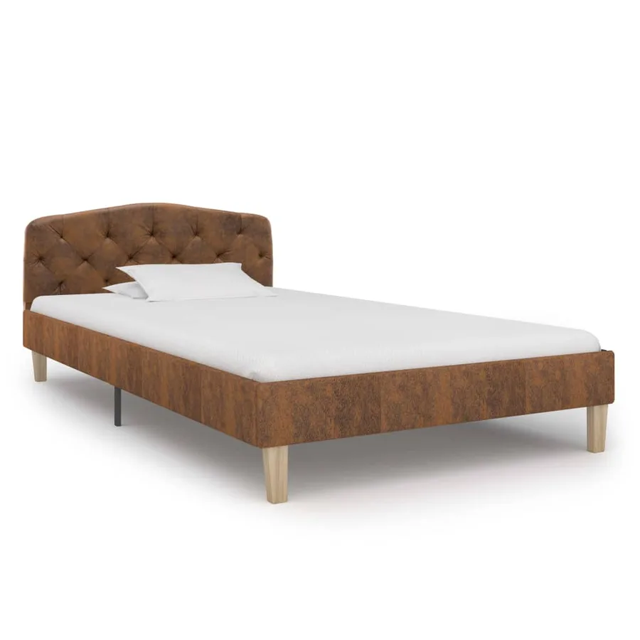 Cadre de lit sans matelas marron similicuir daim 90x200 cm - 3