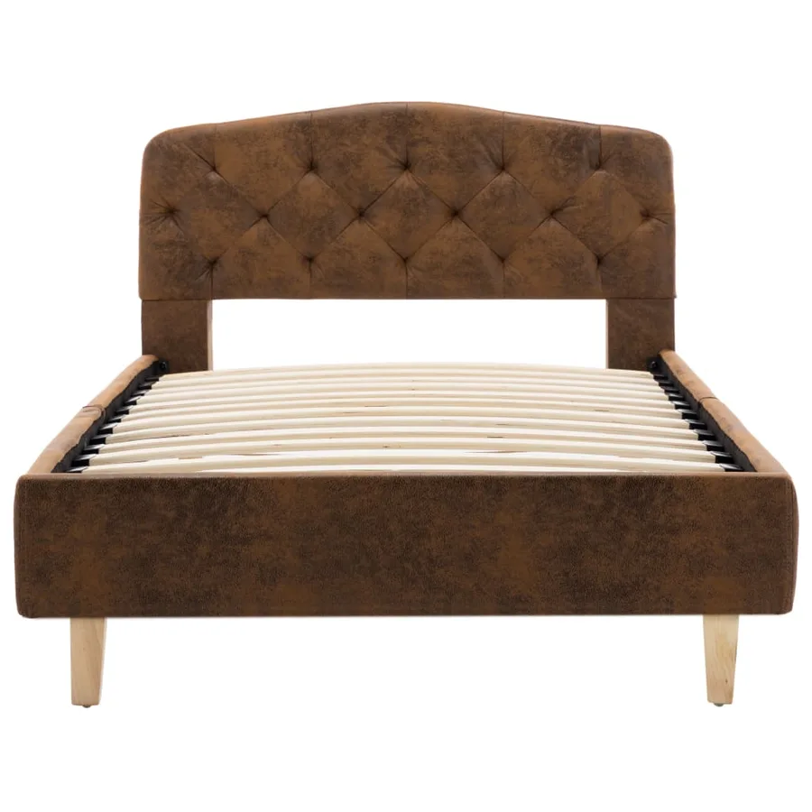 Cadre de lit sans matelas marron similicuir daim 90x200 cm - 5