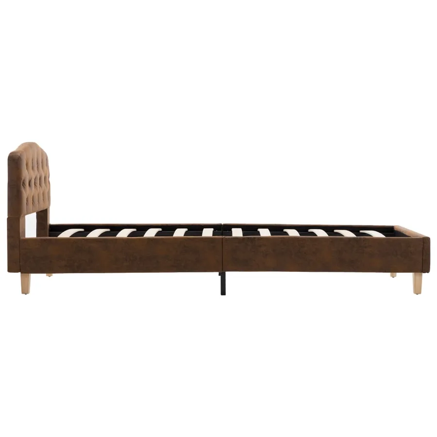 Cadre de lit sans matelas marron similicuir daim 90x200 cm - 6