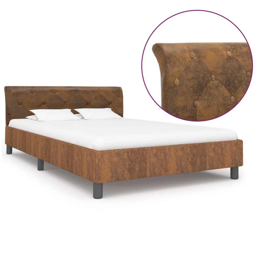 Cadre de lit sans matelas marron similicuir daim 120x200 cm