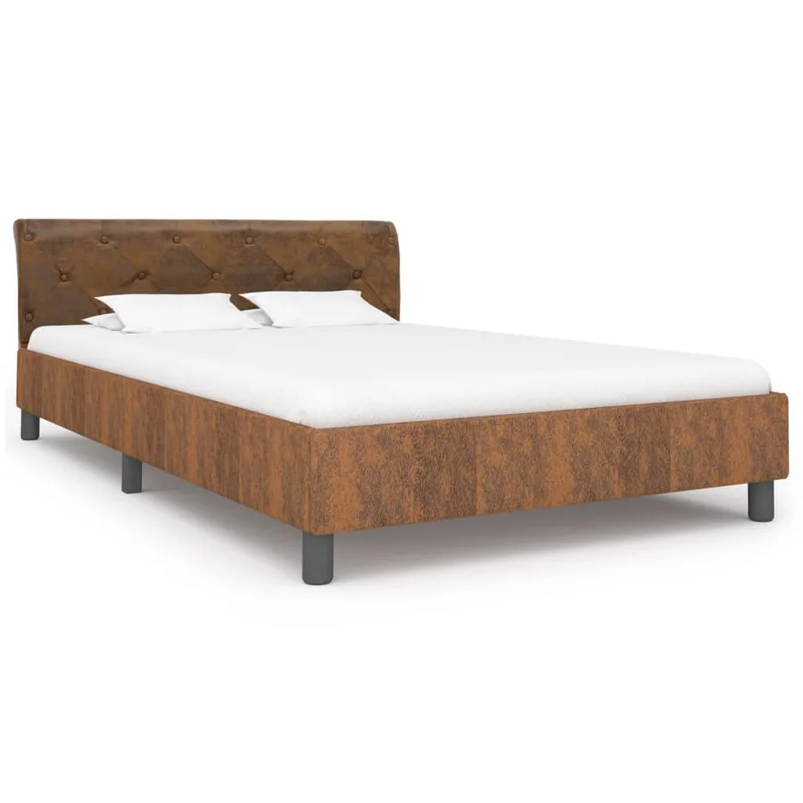 Cadre de lit sans matelas marron similicuir daim 120x200 cm - 2