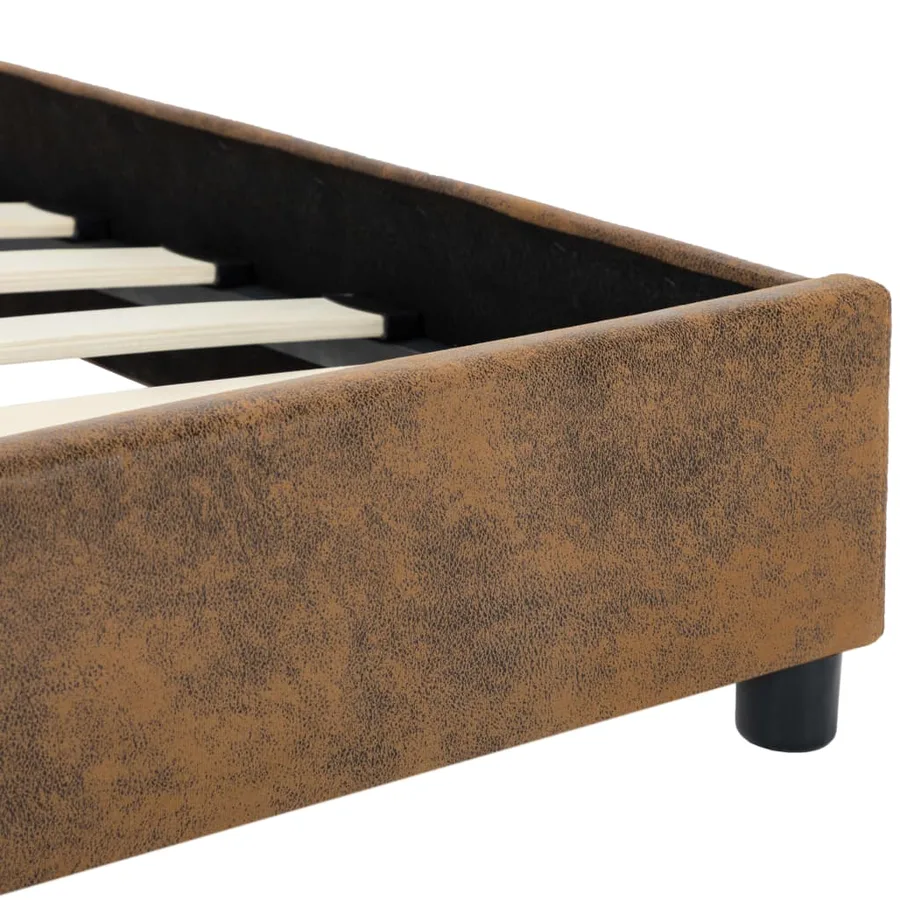 Cadre de lit sans matelas marron similicuir daim 120x200 cm - 7