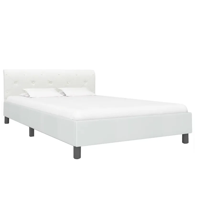 Cadre de lit sans matelas blanc similicuir 140x200 cm - 2