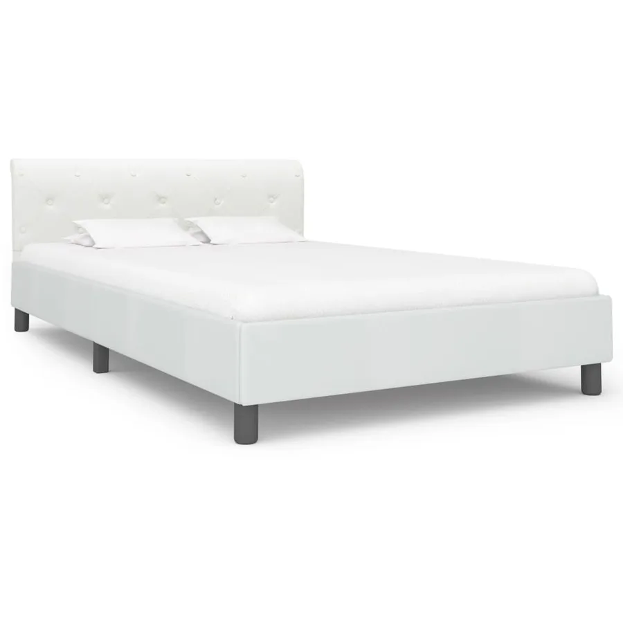 Cadre de lit sans matelas blanc similicuir 140x200 cm - 3