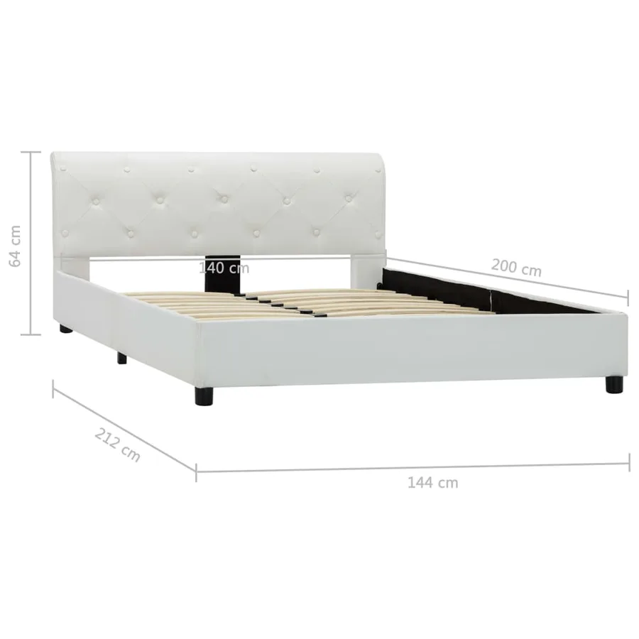 Cadre de lit sans matelas blanc similicuir 140x200 cm - 9