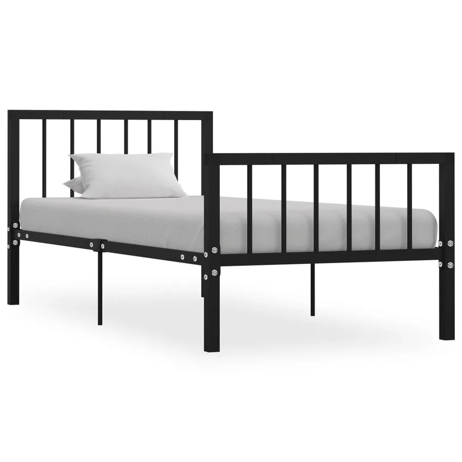 Cadre de lit sans matelas noir métal 100x200 cm