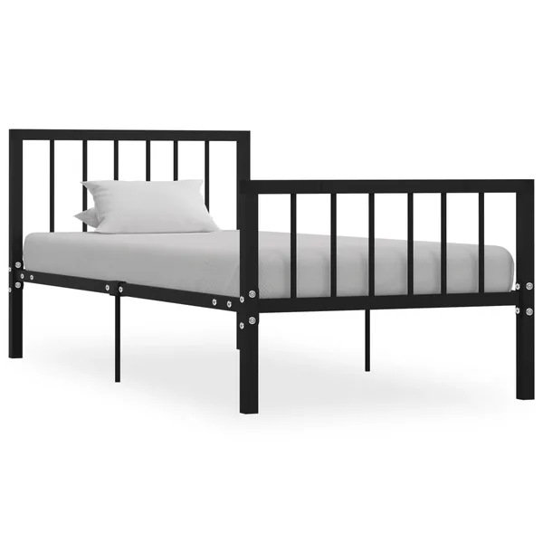 Cadre de lit sans matelas noir métal 100x200 cm
