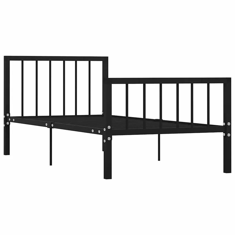 Cadre de lit sans matelas noir métal 100x200 cm - 2