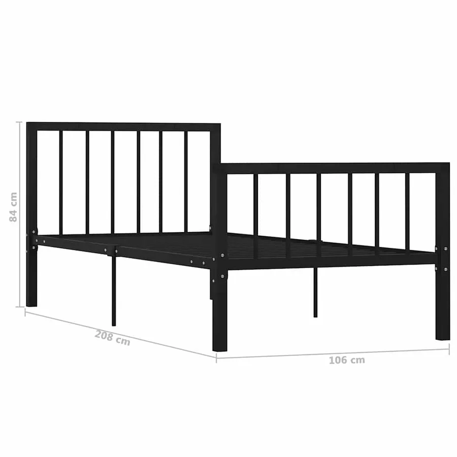 Cadre de lit sans matelas noir métal 100x200 cm - 6