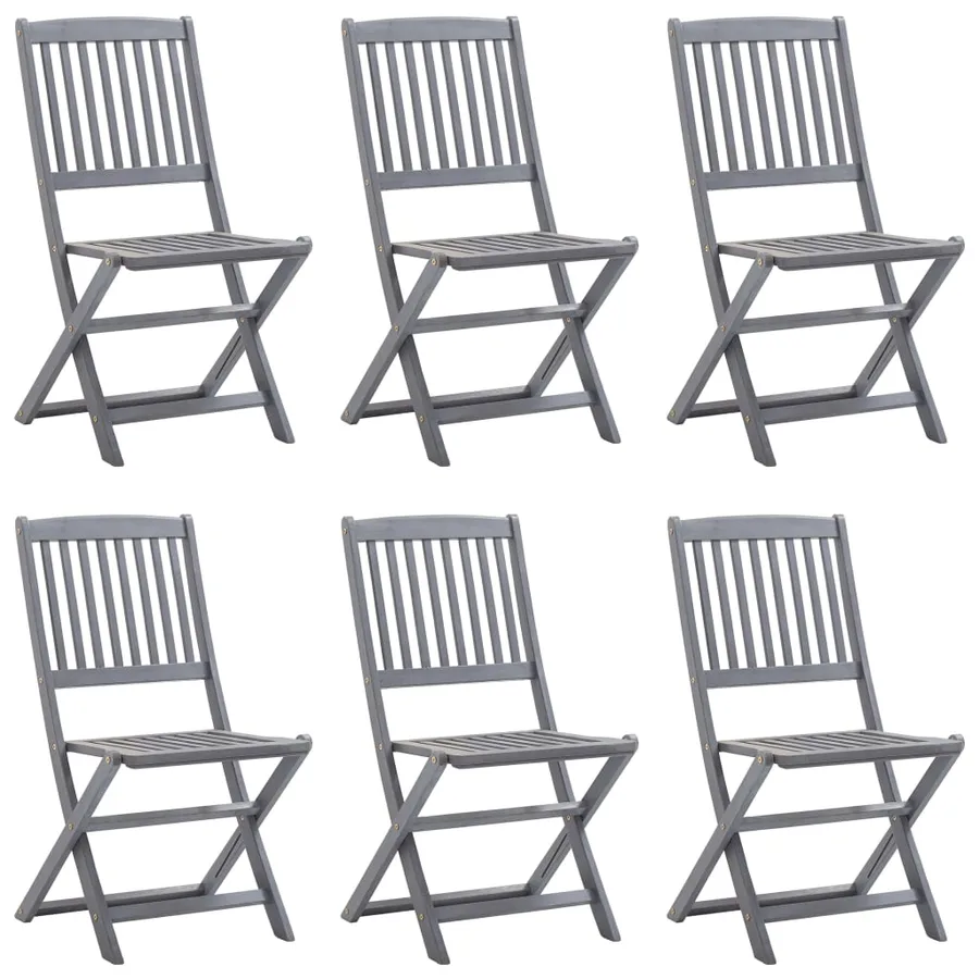 Chaises pliables d'extérieur lot de 6 et coussins Bois d'acacia - 2