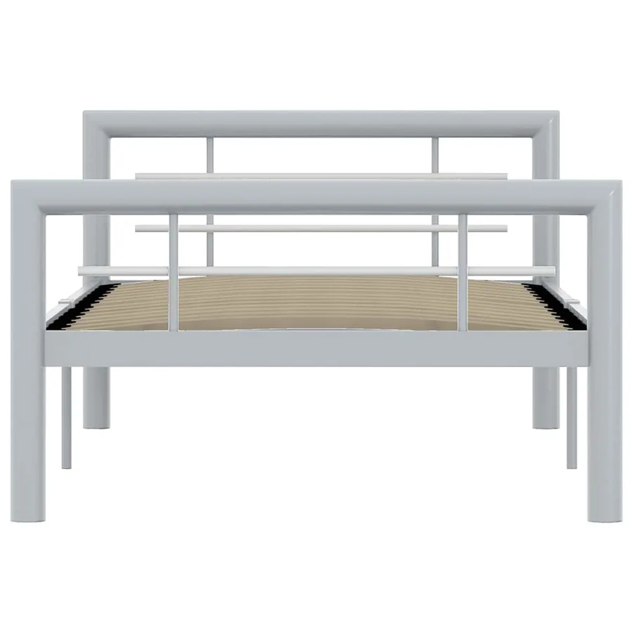 Cadre de lit sans matelas gris et blanc métal 100x200 cm - 3