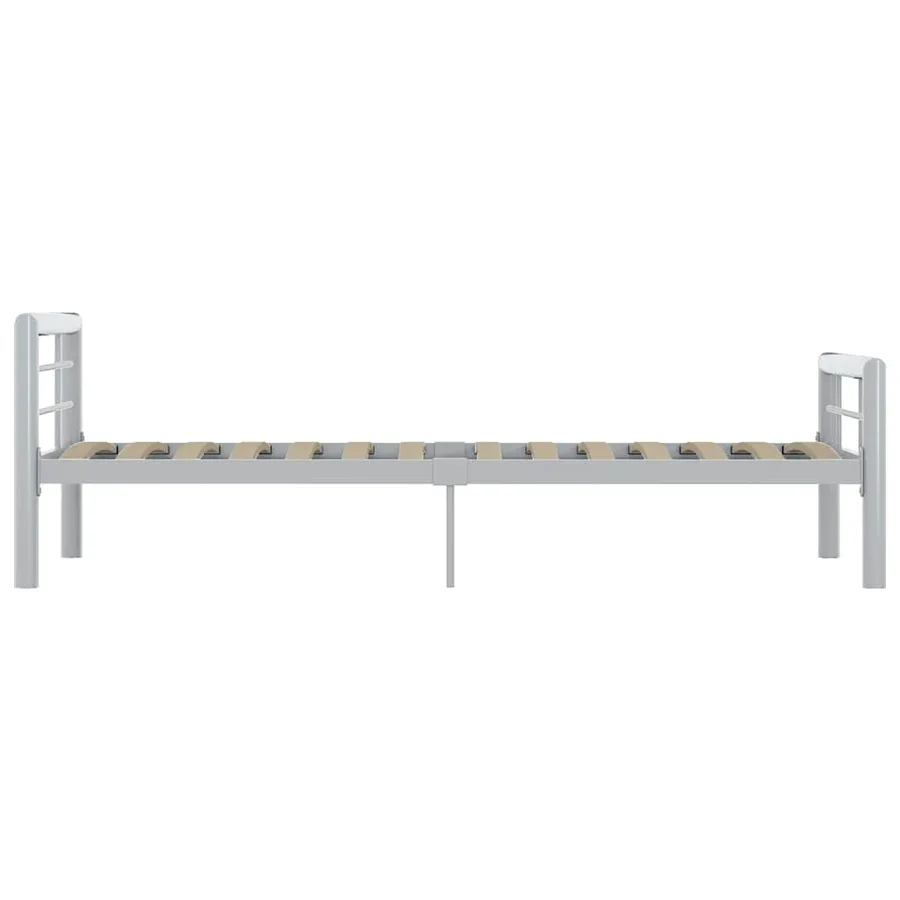 Cadre de lit sans matelas gris et blanc métal 100x200 cm - 4