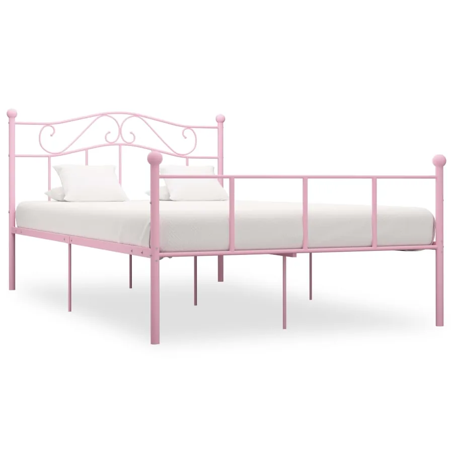 Cadre de lit sans matelas rose métal 160x200 cm