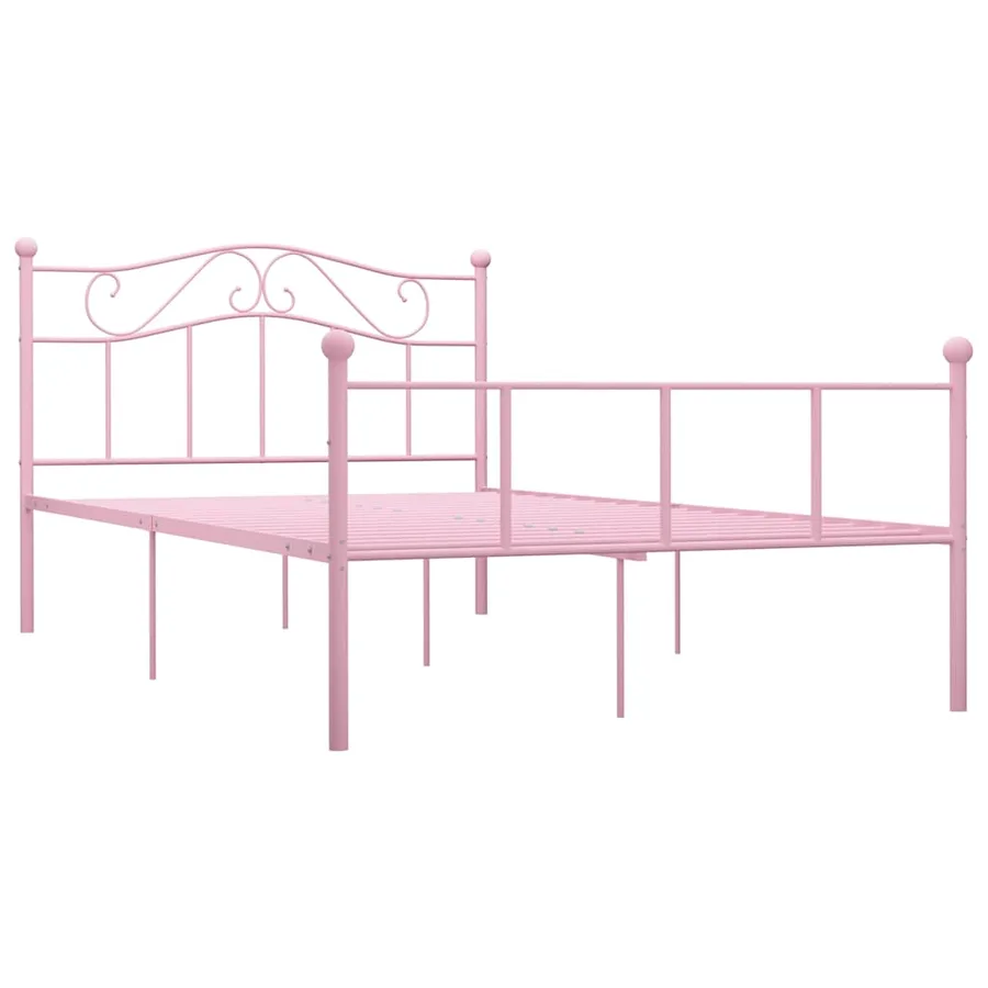 Cadre de lit sans matelas rose métal 160x200 cm - 2