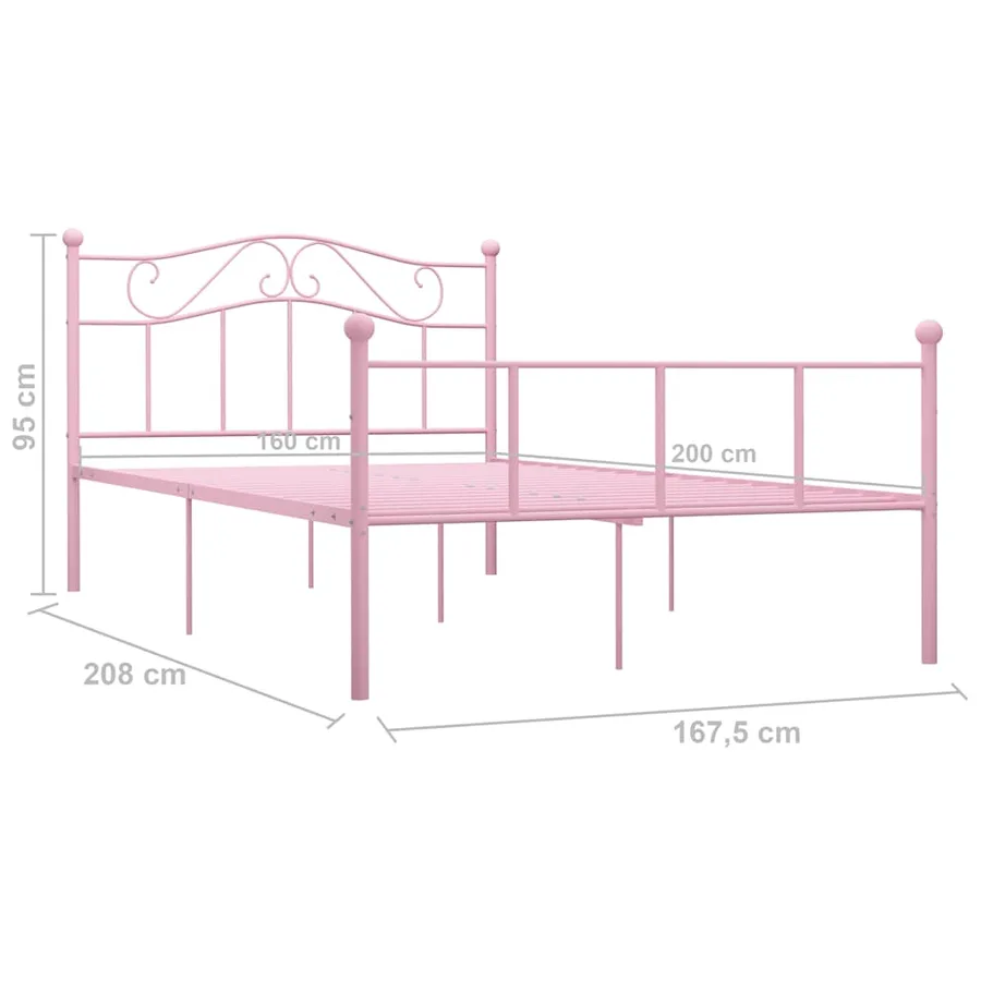 Cadre de lit sans matelas rose métal 160x200 cm - 6