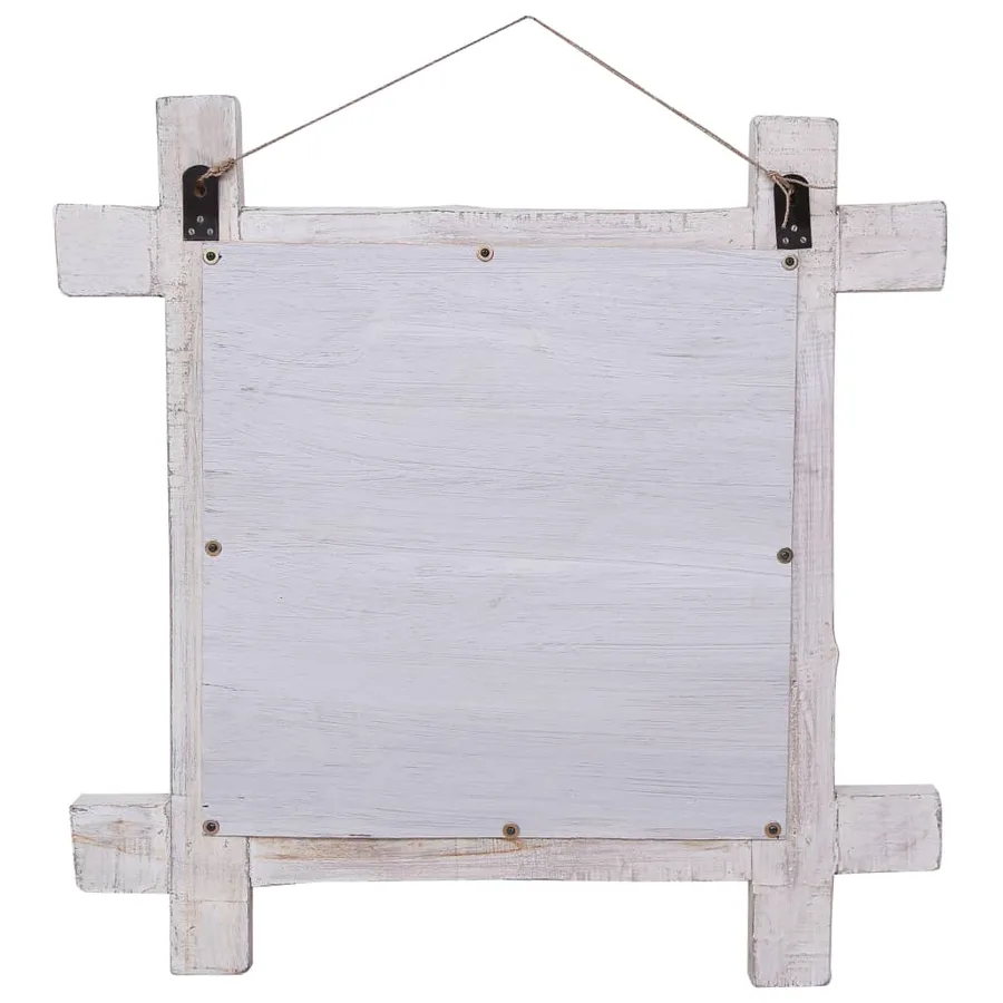 Miroir à bûches Blanc 70x70 cm Bois de récupération massif - 4