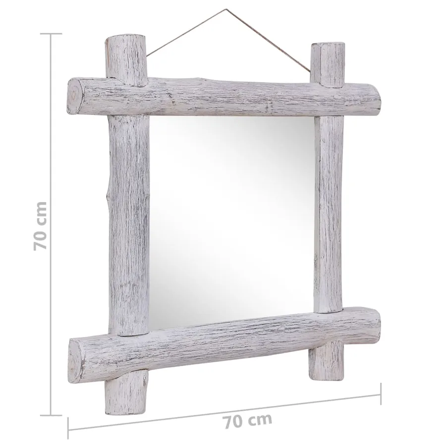 Miroir à bûches Blanc 70x70 cm Bois de récupération massif - 6