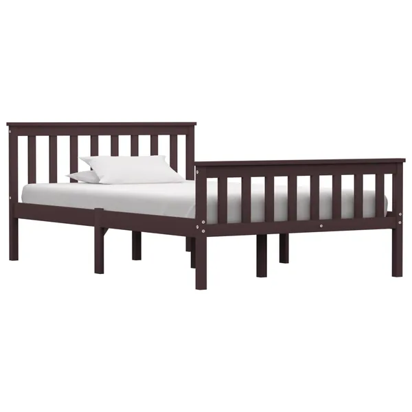 Cadre de lit sans matelas marron foncé pin massif 120x200 cm