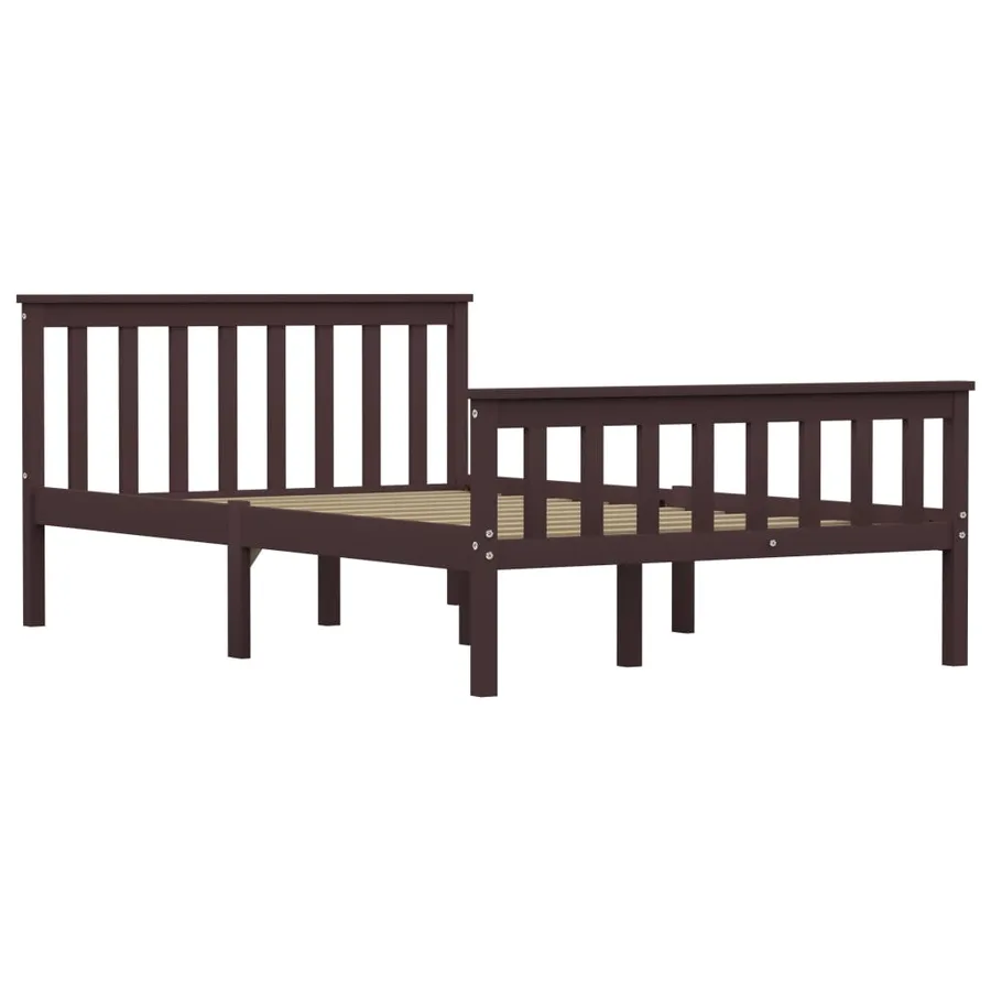 Cadre de lit sans matelas marron foncé pin massif 120x200 cm - 2