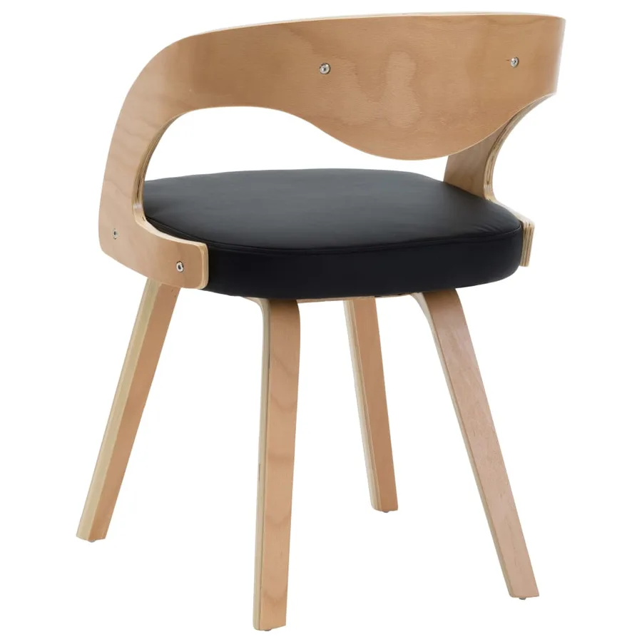 Chaises à manger lot de 2 noir bois courbé et similicuir - 5