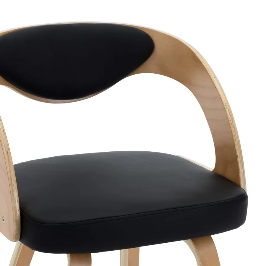 Chaises à manger lot de 2 noir bois courbé et similicuir - 6