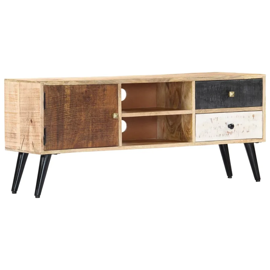 Meuble TV 115x30x47 cm Bois massif de manguier - 11