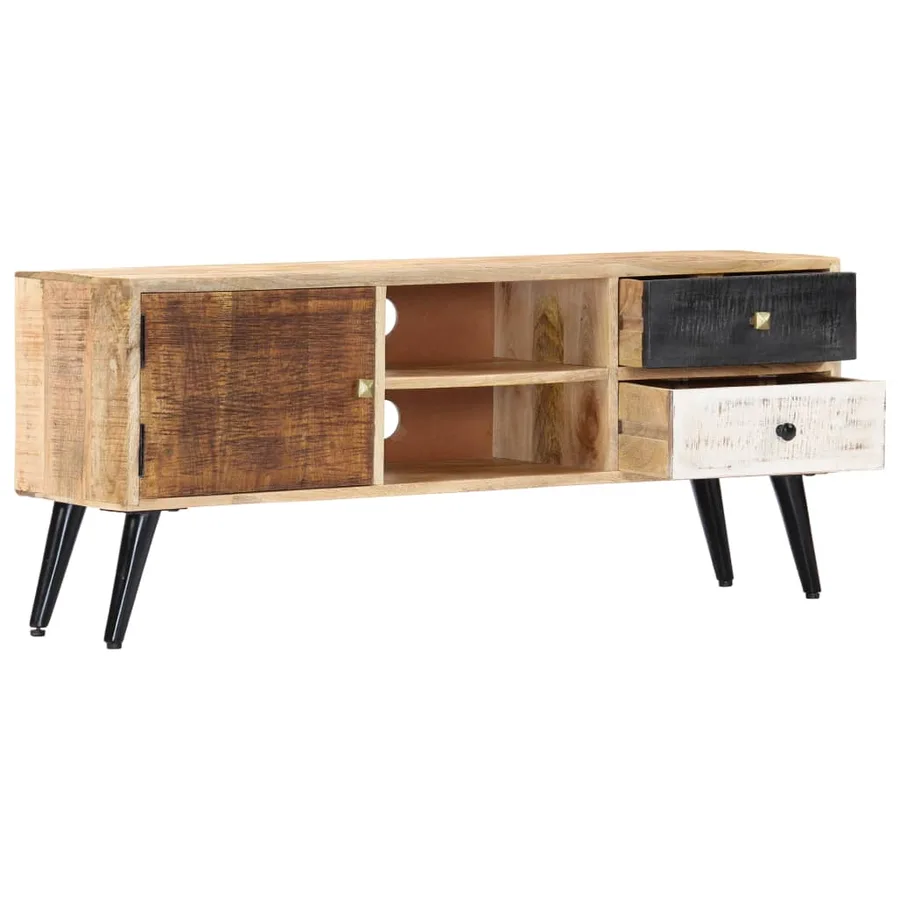 Meuble TV 115x30x47 cm Bois massif de manguier - 4