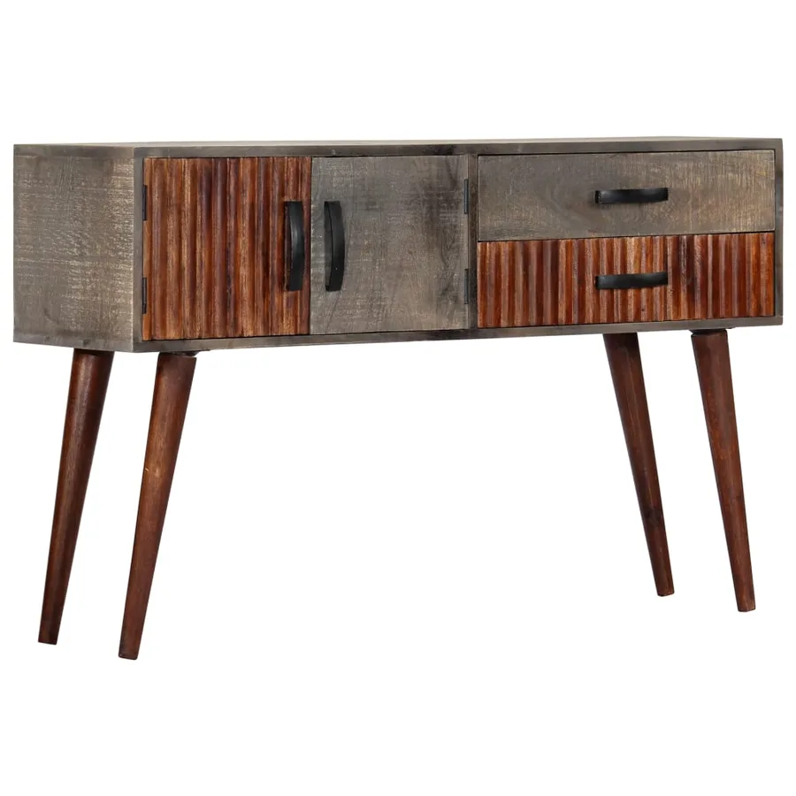 Table console Gris 120x35x75 cm Bois de manguier massif brut - 10