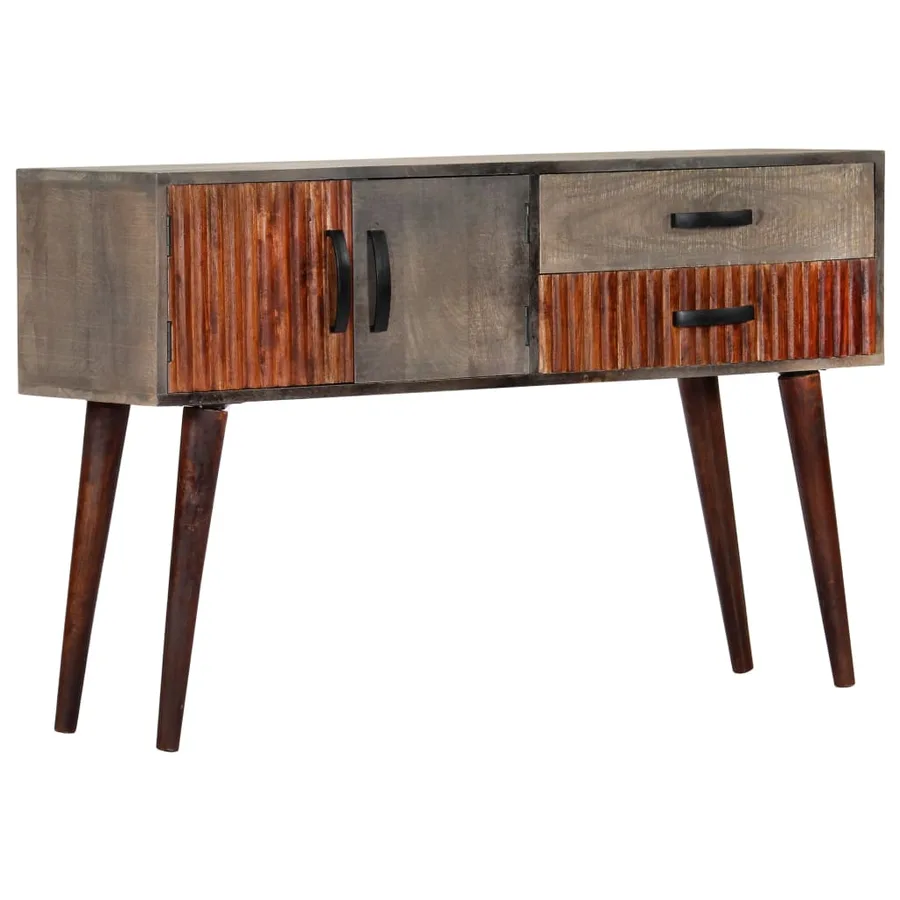 Table console Gris 120x35x75 cm Bois de manguier massif brut - 11