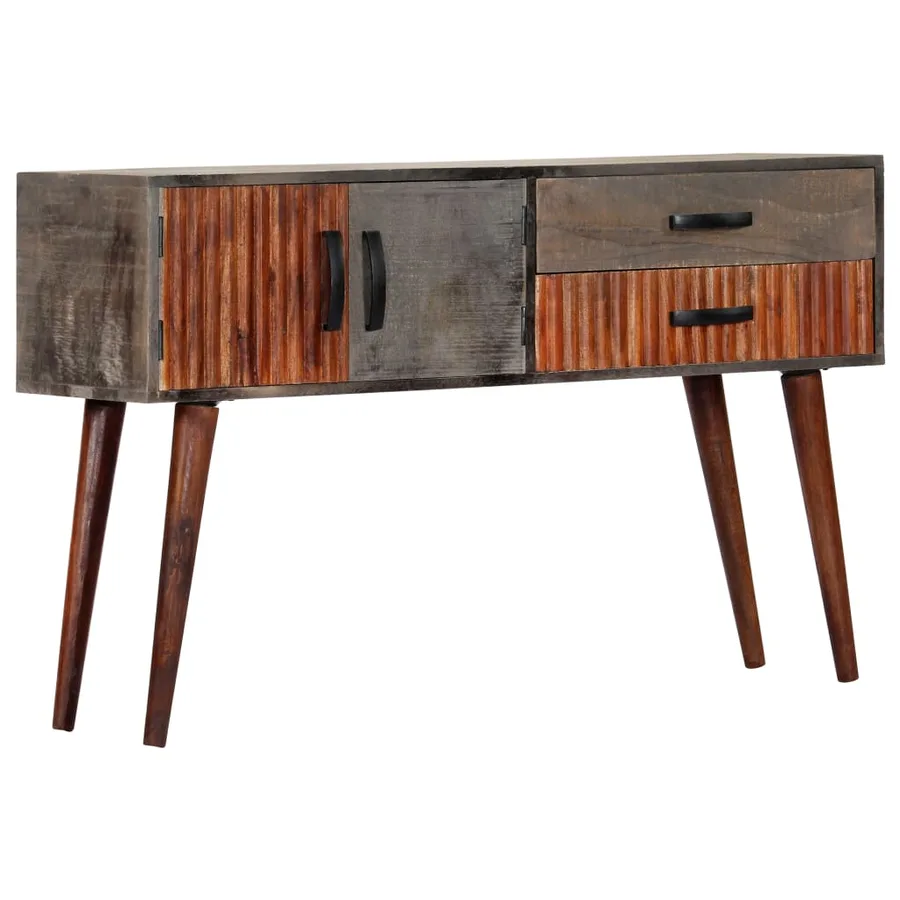 Table console Gris 120x35x75 cm Bois de manguier massif brut - 12