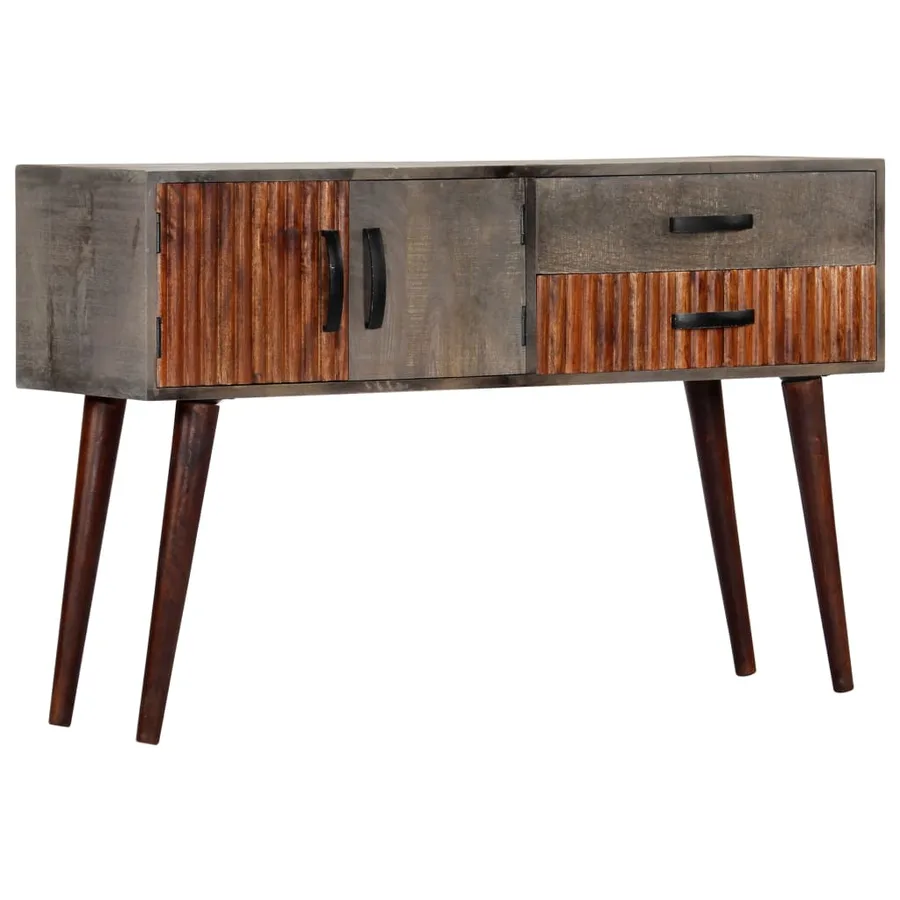Table console Gris 120x35x75 cm Bois de manguier massif brut - 13