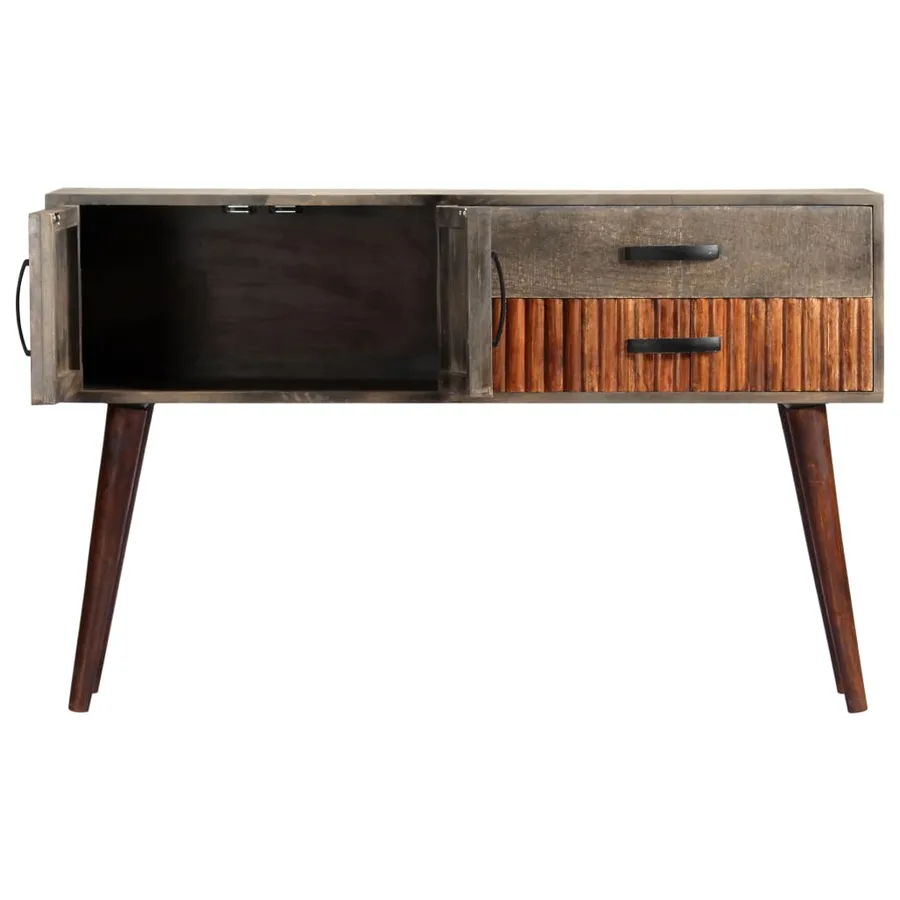 Table console Gris 120x35x75 cm Bois de manguier massif brut - 4