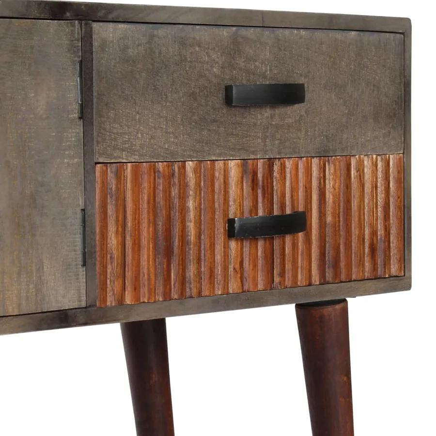 Table console Gris 120x35x75 cm Bois de manguier massif brut - 8