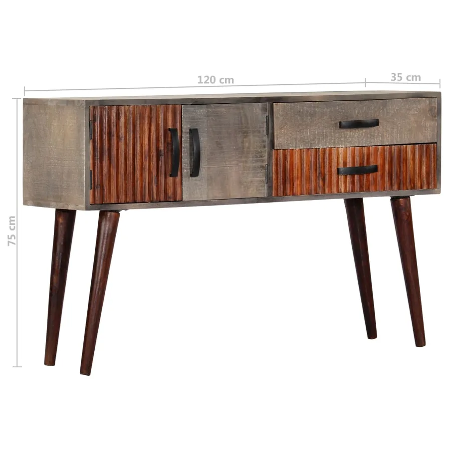 Table console Gris 120x35x75 cm Bois de manguier massif brut - 9