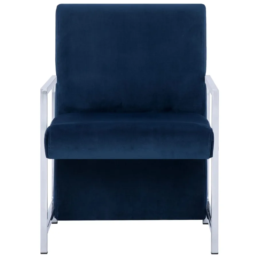 Fauteuil avec pieds chromés Bleu Velours - 3