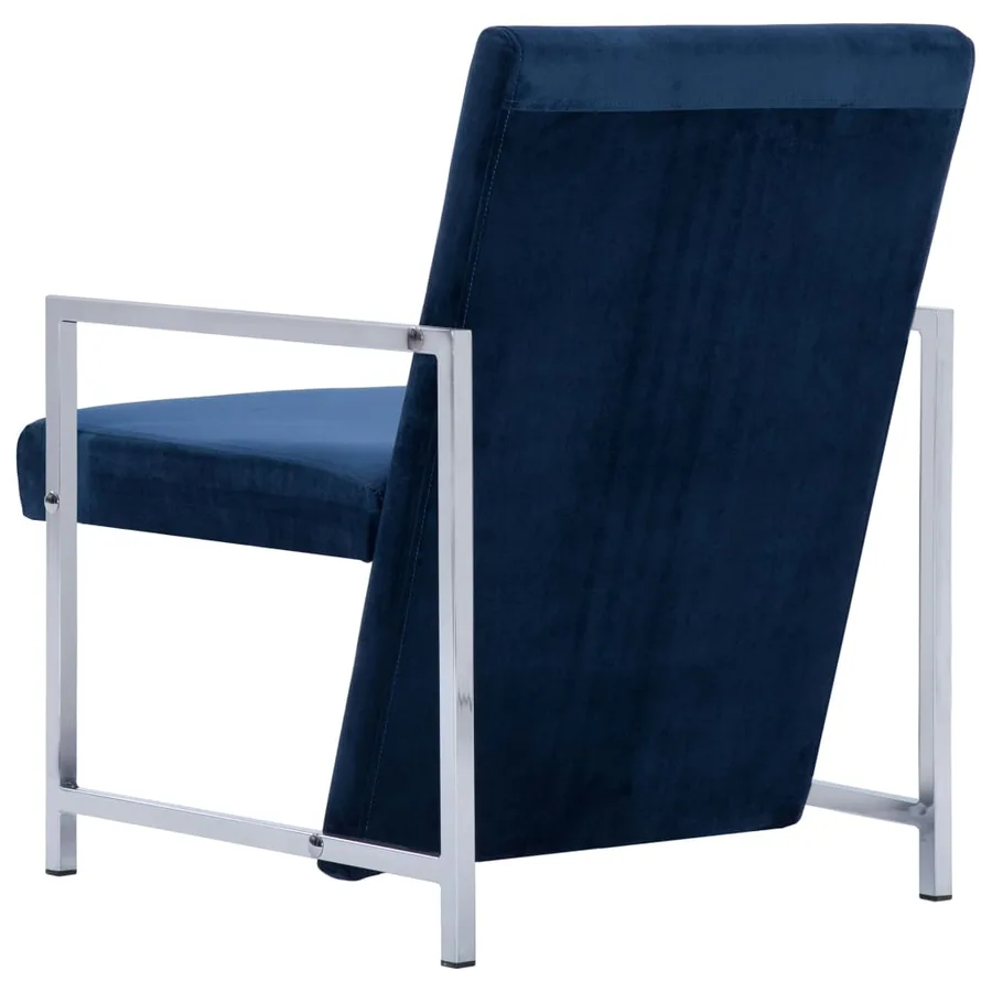 Fauteuil avec pieds chromés Bleu Velours - 5