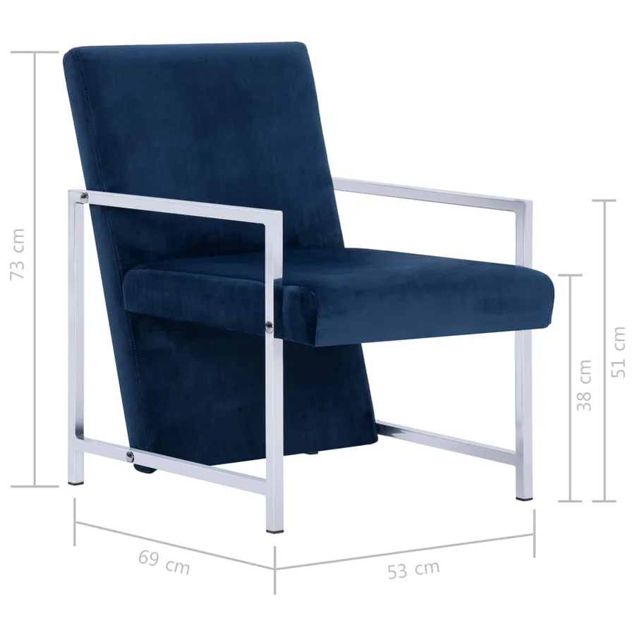 Fauteuil avec pieds chromés Bleu Velours - 8