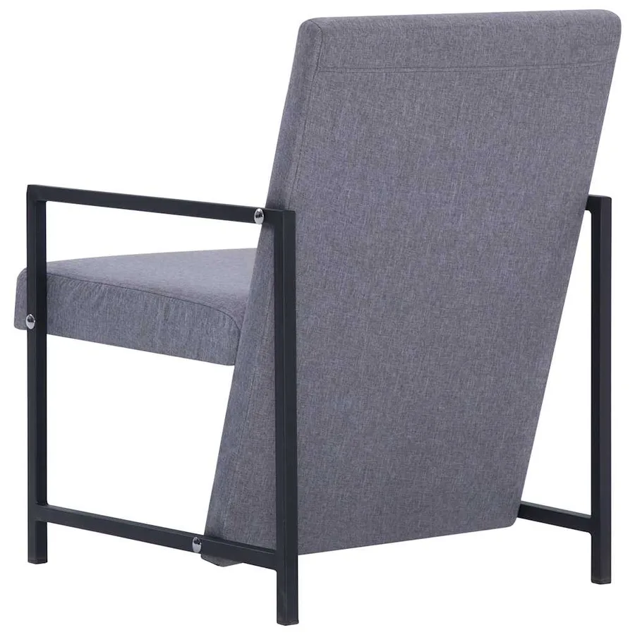 Fauteuil gris clair tissu - 5