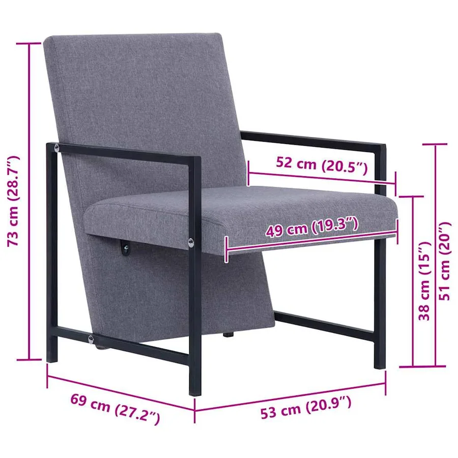 Fauteuil gris clair tissu - 8