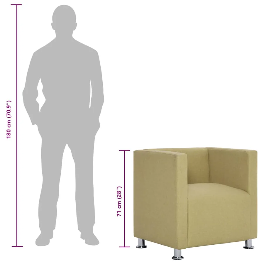 Fauteuil cube Vert Tissu - 10