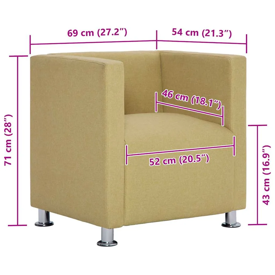 Fauteuil cube Vert Tissu - 9