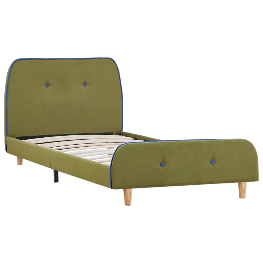 Cadre de lit sans matelas vert tissu 90x200 cm - 2