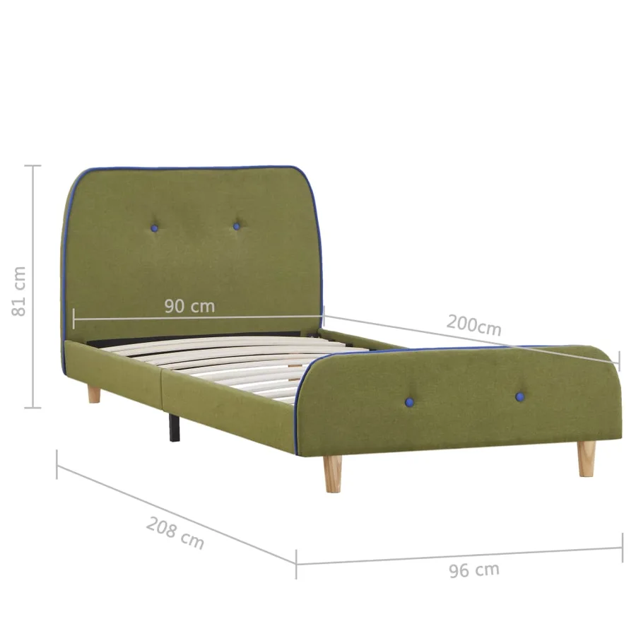 Cadre de lit sans matelas vert tissu 90x200 cm - 6