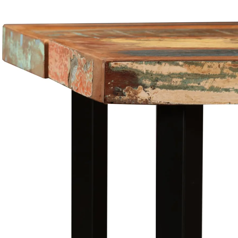 Ensemble de bar 5 pcs Bois de récupération et cuir véritable - 18